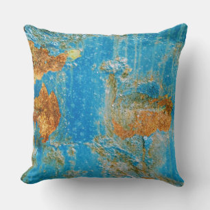 Rusty Distressed Blue Metal Cushion