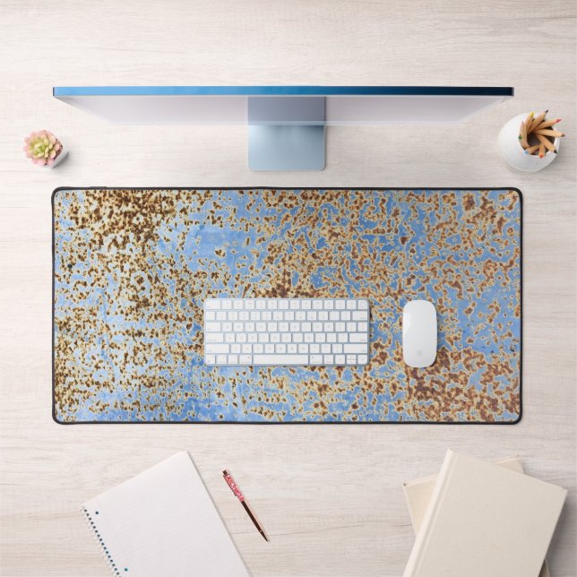 Rusty Distressed Grunge Blue Paint Urban Abstract Desk Mat (Office 1)