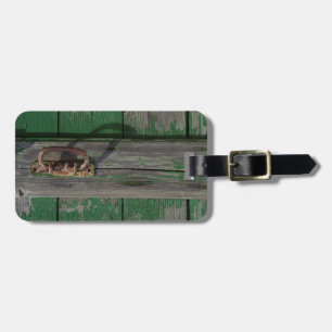 Rusty Door Handle On Green Door Luggage Tag