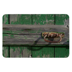Rusty Door Handle On Green Door Magnet