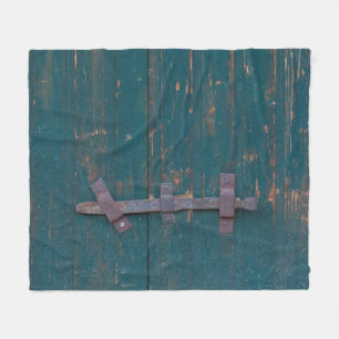 Rusty Door Latch On Green Door Fleece Blanket