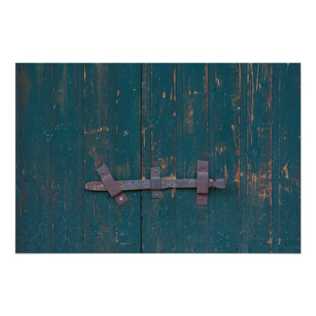 Rusty Door Latch On Green Door Poster (Front)