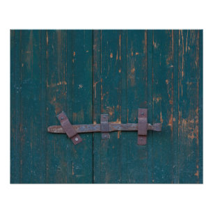 Rusty Door Latch On Green Door Poster