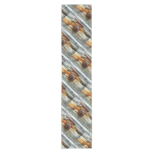 rusty driftwood diagonal dock boards short table runner