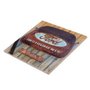 Rusty Enamel French Sign. Ceramic Tile