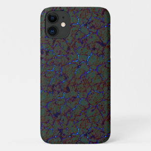 Rusty green crackle with flashy blue strokes iPhone 11 case