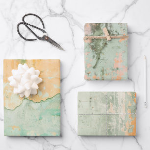 Rusty Green Paint Watercolor Wrapping Paper Sheet