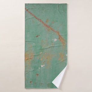 Rusty green weathered textured metal urban panel t bath towel