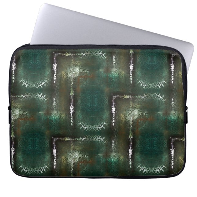 Rusty greenish flowery marked by occluded pipes th laptop sleeve (Front)