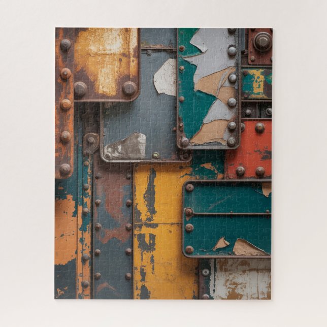 Rusty Grunge Metal Puzzle (Vertical)