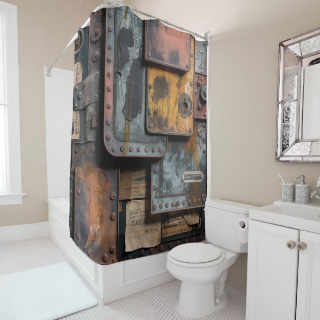 Rusty Grunge Metal Shower Curtain (In Situ)