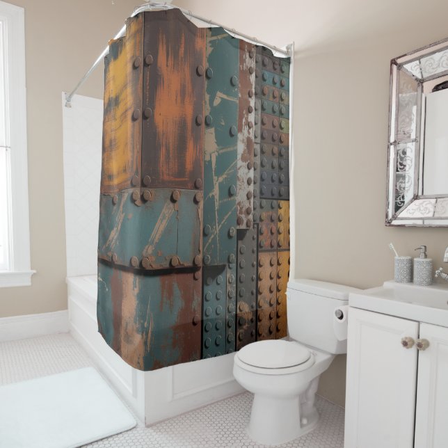 Rusty Grunge Metal Shower Curtain (In Situ)