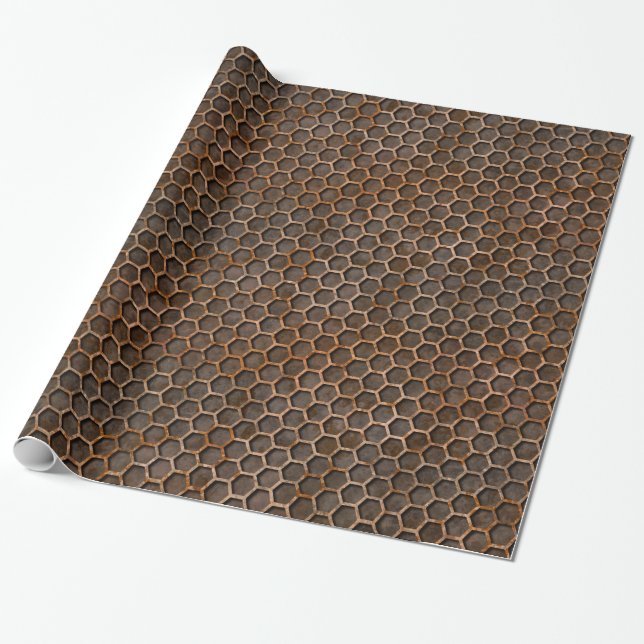 Rusty Hexagonal Grate Wrapping Paper (Unrolled)