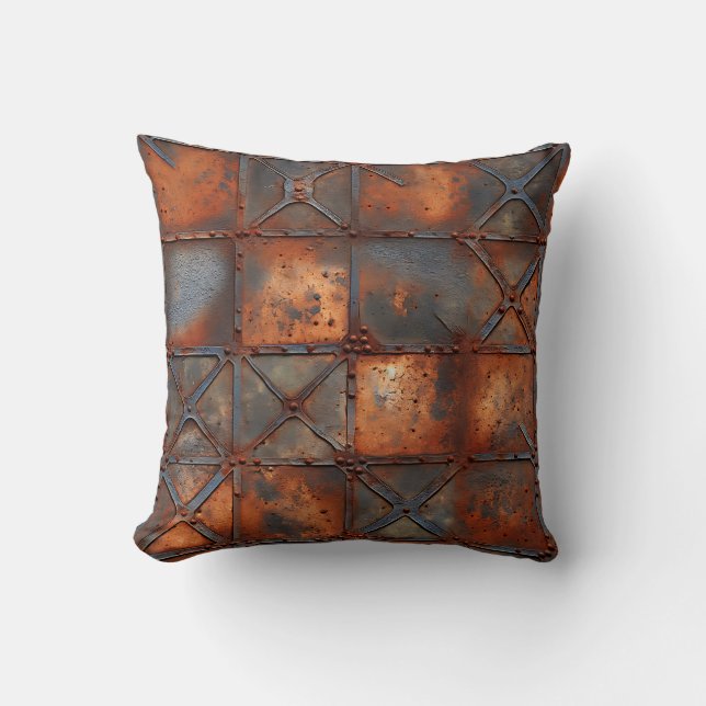 Rusty Iron Throw Pillow (Front)