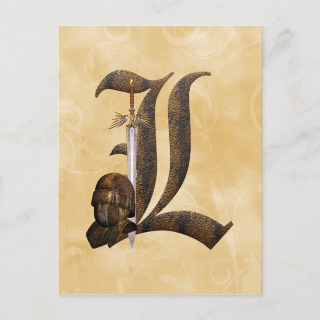 Rusty Knights Initial L Postcard (Front)