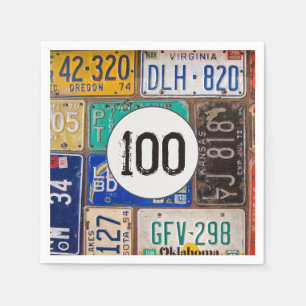 Rusty License Plate 100th Birthday Napkins