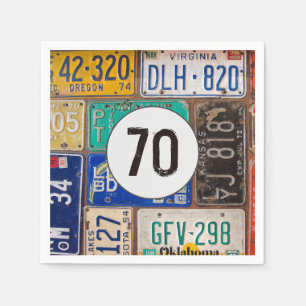 Rusty License Plate 70th Birthday  Napkins