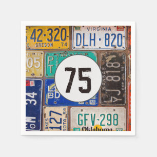 Rusty License Plate 75th Birthday Napkin