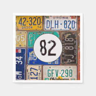 Rusty License Plate 82nd Birthday Napkins