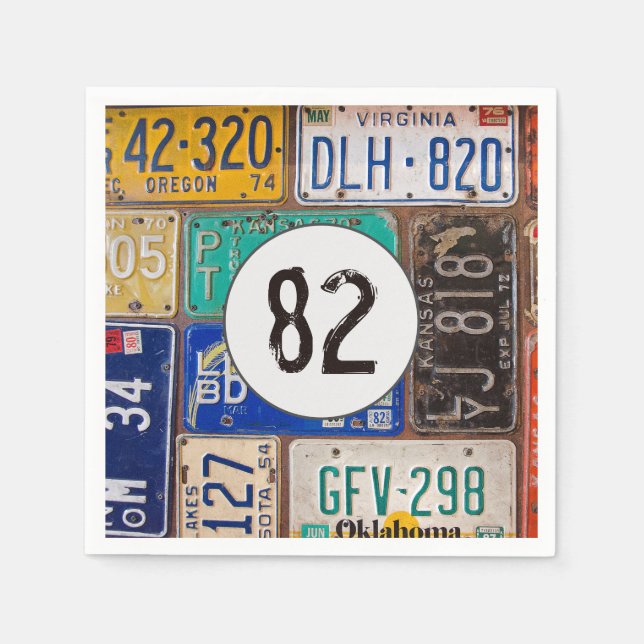 Rusty License Plate 82nd Birthday Napkins (Front)