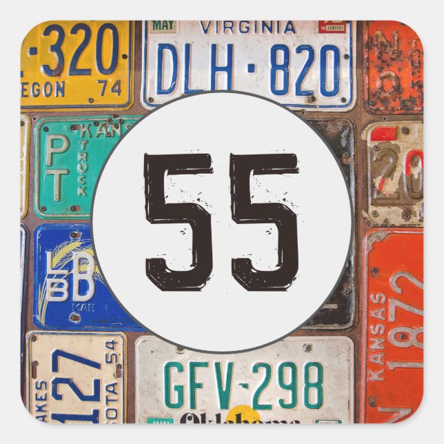 Rusty License Plates for 55th Birthday Square Sticker (Front)