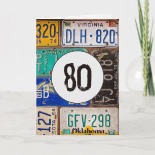 Rusty License Plates for 80th Birthday Card