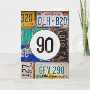 Rusty License Plates for 90th Birthday Card