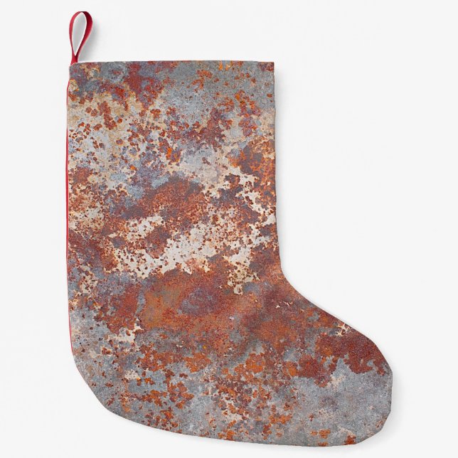 Rusty metal background small christmas stocking (Front)