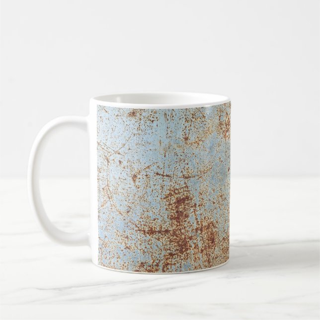 Rusty metal panel, textured background coffee mug (Left)