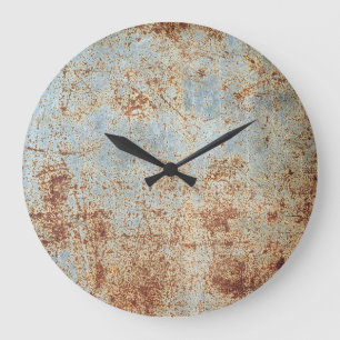 Rusty metal panel, textured background large clock