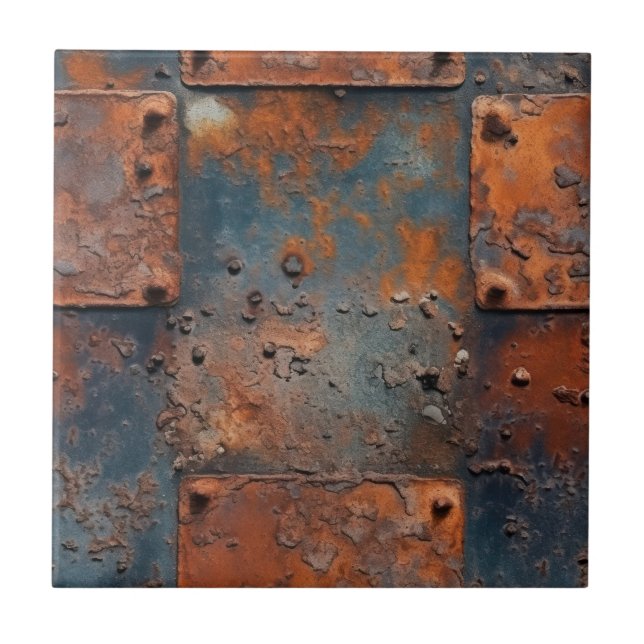 Rusty Metal Panels Ceramic Tile (Front)