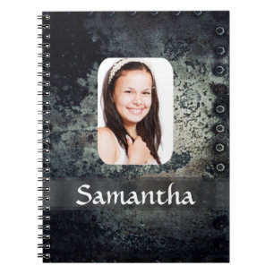 Rusty metal personalised photo template notebook