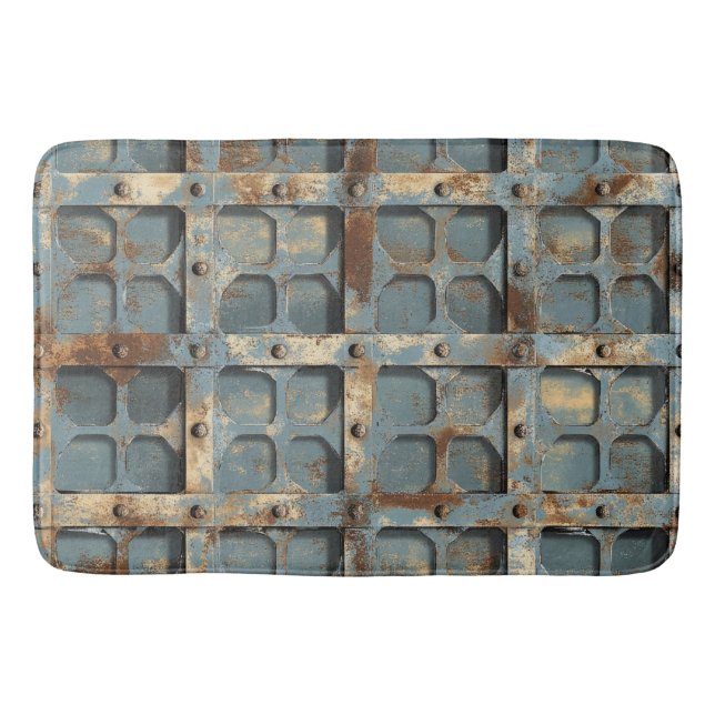 Rusty Metal Shower Curtain Bath Mat (Front)