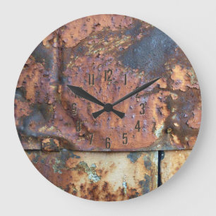 Rusty Metal Siding Old Industrial Building Large Clock