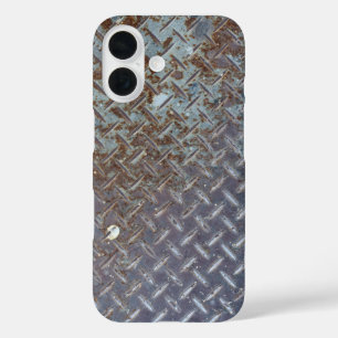 Rusty Metal Style Diamond Plate iPhone 16 Case