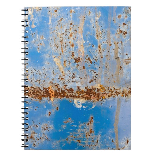 Rusty metal texture, blue scratchy decor. notebook (Front)
