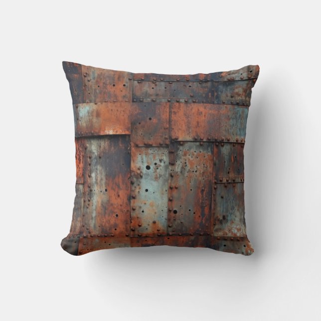 Rusty Metal Throw Pillow (Front)