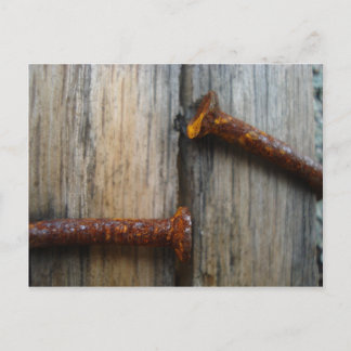 Rusty nails in wood2 postcard