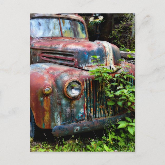 Rusty Old Antique Truck Postcard (Front)