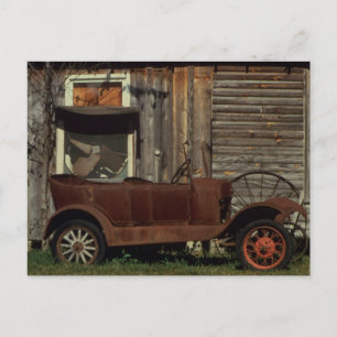 Rusty Old Car - Vintage Postcard