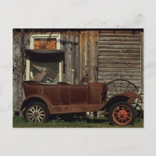 Rusty Old Car - Vintage Postcard (Front)