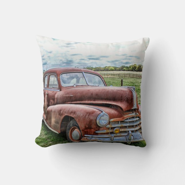 Rusty Old Classic Car Vintage Automobile Cushion (Front)