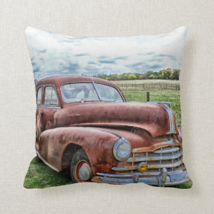 Rusty Old Classic Car Vintage Automobile Cushion