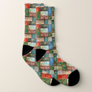 rusty old license plate collection socks