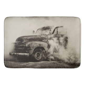 Rusty Old Truck Burnout Bath Mat