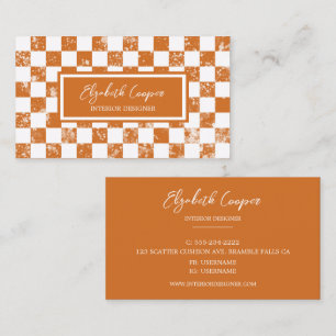 Rusty Orange Chequered Business Card