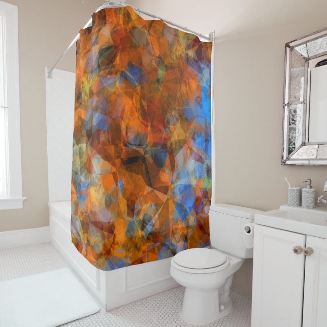 Rusty Orange Modern Abstract Design Shower Curtain (In Situ)