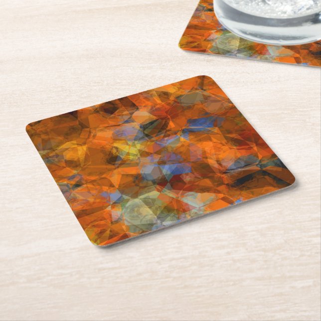 Rusty Orange Modern Abstract Design Square Paper Coaster (Angled)