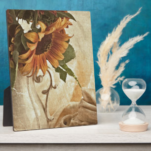 Rusty Orange Sunflowers Plaque