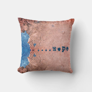 Rusty Peeling Copper & Blue Hope Cushion